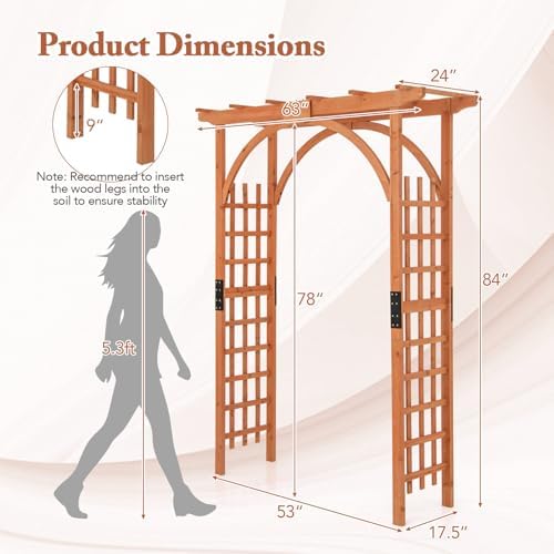 happygrill 84" wood garden arbor, outdoor archway pergola on a desk or shelf