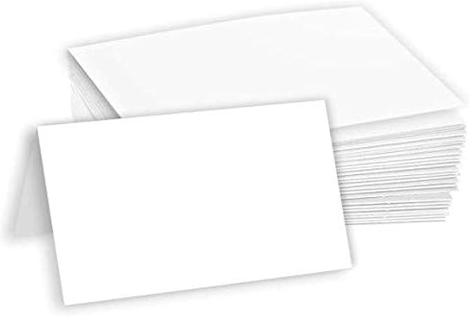 Hamilco Blank Tent Name Place Table Cards 3 1/2" x 2" Folded Card Stock - White Cardstock Paper 80lb Cover - 100 Pack