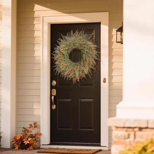 26" large artificial fern leaves fall wreath for shown in use