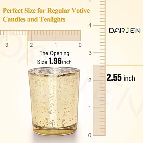 DARJEN 24 Pcs Gold Tea Lights Candles Holders for Wedding Centerpieces | Votive Candle Holders for Party Home Wedding Shower Decorations, Table - Mercury Glass Votives