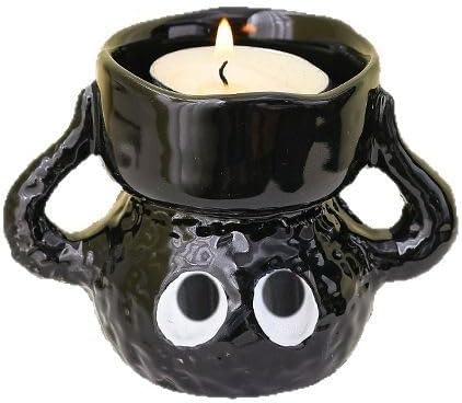 Cute Tealight Candle Holder, Small Cartoon Soot Sprite Ceramic Holders for Candle/Ring/Jewelry for Home Decor, Unique Gifts for Housewarming/Halloween/Thanksgiving/Christmas/Birthday Gift