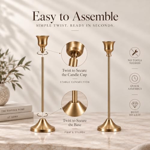 36Pcs Gold Candlestick Holders,12 Set Taper Candle Holders for Candlesticks