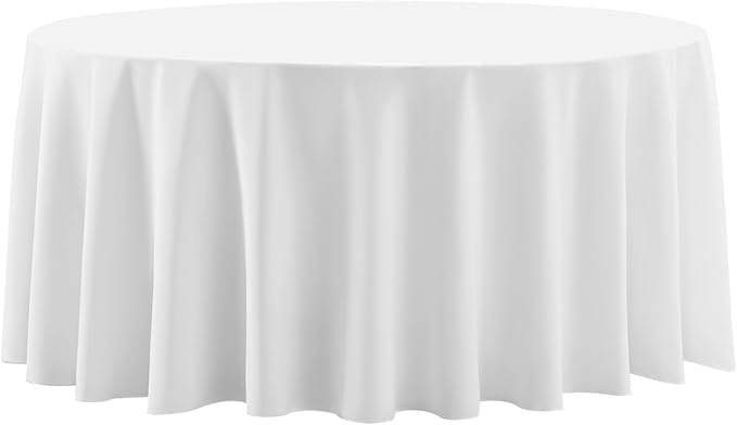 Round Tablecloth 2 Pack 90 Inch White Tablecloths Washable Decorative Linen Polyester Table Clothes Cover for Dining Table Banquets Buffet Parties and Wedding