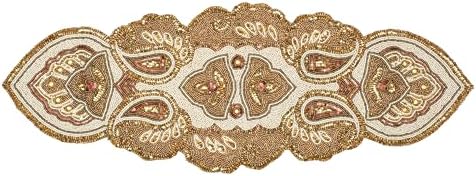 lightnpro beaded christmas table runner, fancy handmade decorative, side view