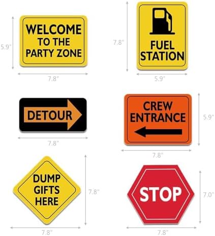 WERNNSAI 12 PCS Construction Party Decorations - Under Construction Birthday Party Supplies with Traffic Road Signs Cutouts for Boys Kids Truck Theme Birthday Baby Shower Wall Decor