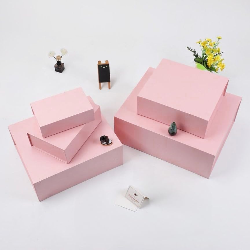 UoeRing 1 Pcs Pink Gift Box 9.5x6x3 Inch with Magnetic Lid | Collapsible Luxury Present Box,for Birthday,Christmas Holiday Gift Includes Card,Ribbon,Tissue Paper & Shredded Filler