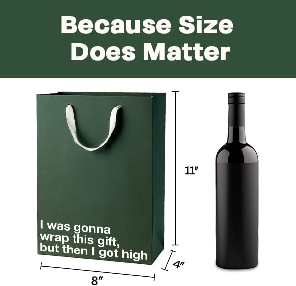 MilkToast Brands Funny Stoner Gift Bag, 11" x 8" x 4" Size, I Was Gonna Wrap This Gift, But Then I Got High, Reusable Kraft Paper Weed Gift Bags, Father's Day, Birthdays