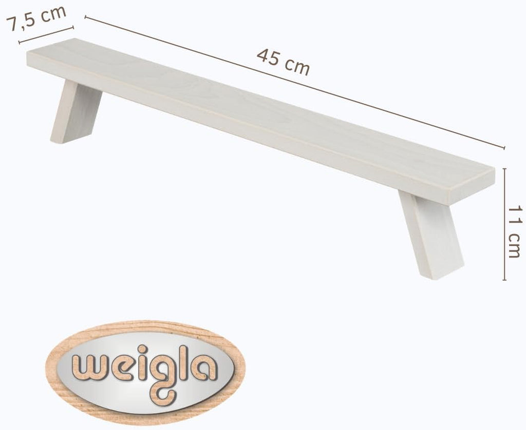 WEIGLA – Candle Arch Stand from The Ore Mountains | White | Erzgebirge Wooden Window Sill Riser | Decorative Beechwood Base for Christmas Candle Arches | Podium for Light Arch | 45 x 7.5 x 11 cm