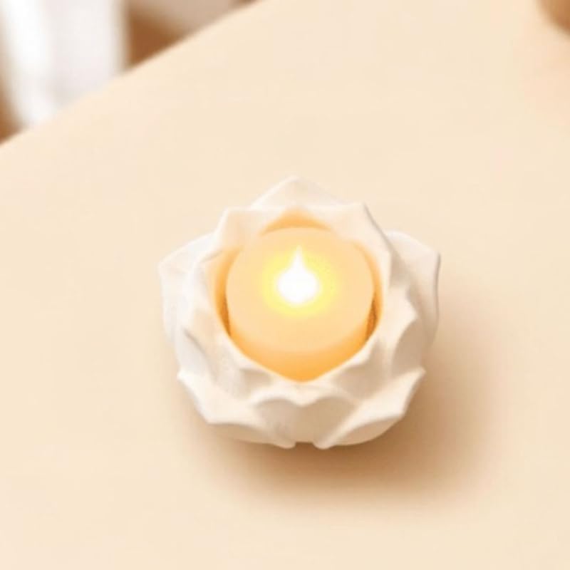 1pc 3D Printed Plastic Lotus Shaped Bowl Candleholder Unique Lotus Design Decorative Tabletop Bowl Candle Holder for Home Dining Room Wedding Party Decoration