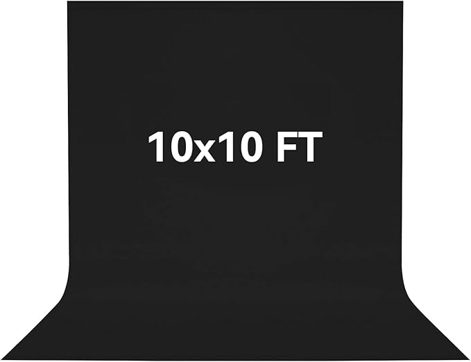 10 x 10 FT Black Backdrop Background, 100% Polyester Photography Backdrop Foldable Washable Black Screen for Photoshoot Portraits Party Video Studio Shooting