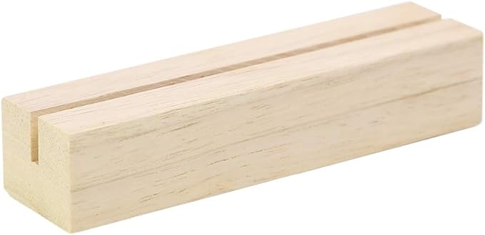 UNIQOOO 20 Pack Modern Sign Holders for Acrylic | Wood Table Number Display Stands | Place Card Holder, Photo Stand, Perfect for Retail Shop, Cafe Bar, Wedding Dinner Party and Events Decoration