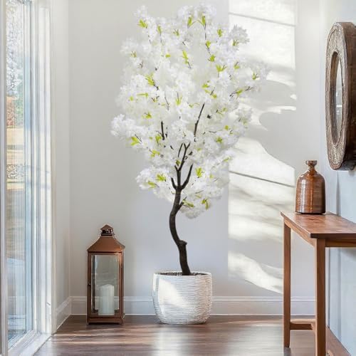 bincue artificial white cherry blossom tree fake tree showing dimensions