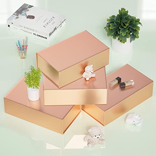 ryddoy 5pack rose gold gift box,9.5x6x3'' gift boxes on a desk or shelf