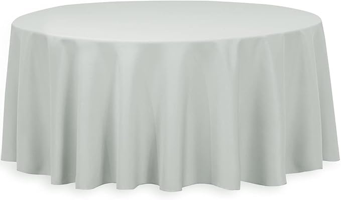 LinenTablecloth 132-Inch Round Polyester Tablecloth Silver