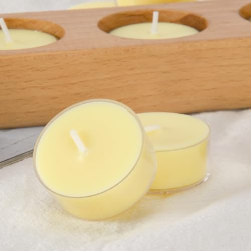 Natural Citronella Tea Light Candles, Tiny Soy Wax Aromatherapy Citronella Tealights Set of 12-4 Hours Burning - Great Gift for Summer Outdoors Home Garden Patio Balcony