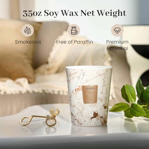 M&SENSE Extra Large Candle 35oz 150H Santal Scented 3-Wick Highly Scented Jar Candles, XL Candle for Home Decor, Long Lasting Aromatherapy Candle for Stress Relief, Meditation