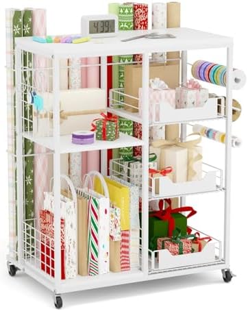 wrapping paper organizer storage with wheels, rolling gift, main product view