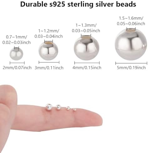 925 sterling silver beads jewelry making 4 sizes shown in use