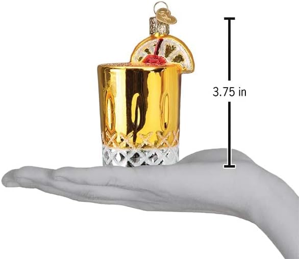 Old World Christmas Whiskey Sour Glass Blown Ornament for Christmas Tree, Handcrafted Holiday Decoration, Adult Beverages Collection