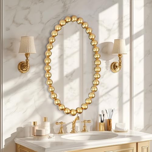 oval round wall mirror - 30 inch decorative shown in use