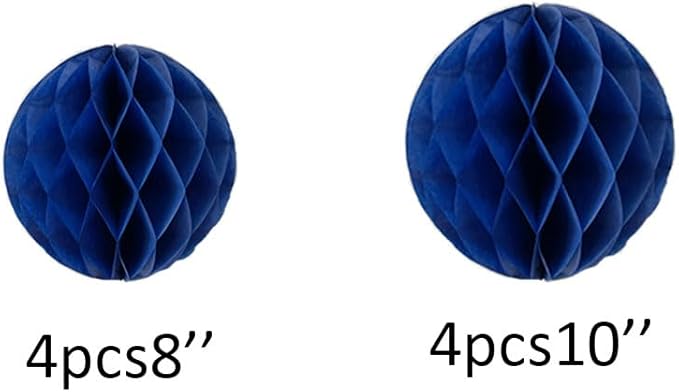 8pc Honeycomb Balls Party Decorations 8'' 10'' Tissue Paper Pom Poms Flower Balls Hanging Paper Honeycomb Balls for Party Baby Shower Birthday Wedding Nursery Wall Decor(8'' 10'' Royal Blue)