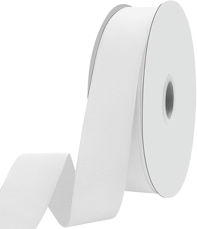 1-1/2" X 100 Yards White Grosgrain Ribbon, Premium Grosgrain Ribbon for Sewing, Gift Wrapping, Bow Making, Wedding Decor, Wrapping and More (White)
