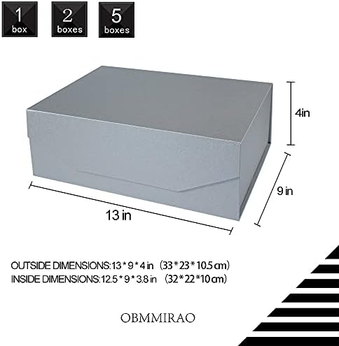 silver magnetic large gift box with lid, 13x9x4 shown in use