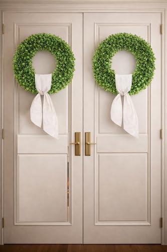 20 inch artificial boxwood wreath for front door, package contents