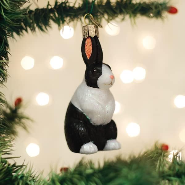 Old World Christmas Dutch Rabbit Glass Blown Ornament for Christmas Tree, Handcrafted Holiday Decoration, Wildlife Animal Collection