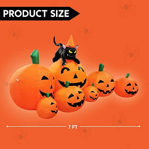 joiedomi 7 ft long halloween inflatables pumpkin outdoor shown in use