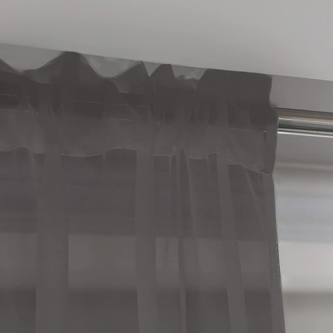 Window Dark Gray Sheer Curtains 120 Inches Long 2 Panels Sheer Curtain Basic Rod Pocket Panel for Bedroom Children Living Room Yard Kitchen (Dark Gray, 52" W x 120" L | 2 pcs)