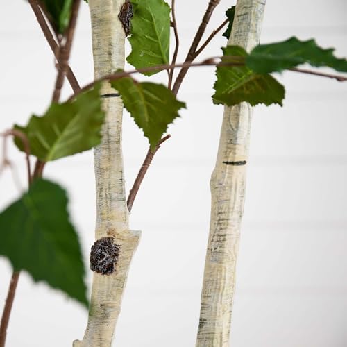 nearly natural 7 ft artificial birch tree with, side view