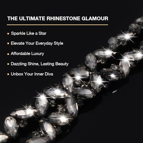 pearly jun 3 yards black rhinestone chain trim shown in use