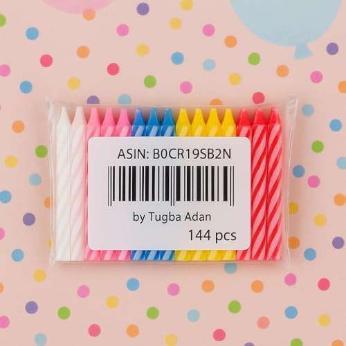 144 Count Birthday Candles Bulk – Birthday Candles for Cake, Mixed Colors Spiral Candles, Unscented Paraffin Wax Party Pack