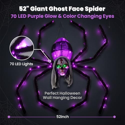 52" halloween giant skull face spider, lighted outdoor, package contents