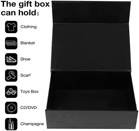 aimyoo 5 pack black magnetic gift boxes with, side view