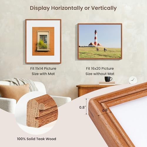 16x20 picture frame,natural solid teak wood photo frame|high showing dimensions