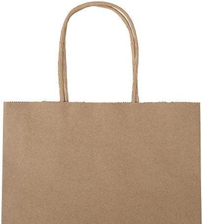 bagmad 100 Pack 8x4.75x10 Inch Plain Medium Paper Bags with Handles Bulk, Brown Kraft Craft Gift Bags, Grocery Shopping Retail Birthday Party Favors Wedding Sacks (Natural Brown, 100pcs)