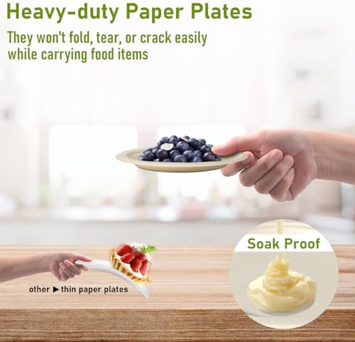 small paper plates 6 inch, 400 pack compostable, side view
