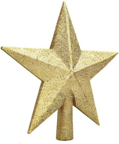 Aneco Glitter Mini Christmas Tree Topper Shatter-Proof Small Christmas Tree Decoration Treetop for Holiday Ornament or Home Decor, (Gold, 4 inch)