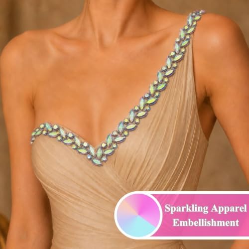 6 yards crystal rhinestone ribbon trim, ab silver, side view