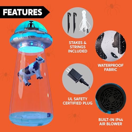 joiedomi 9 ft tall halloween inflatable ufo outdoor showing dimensions