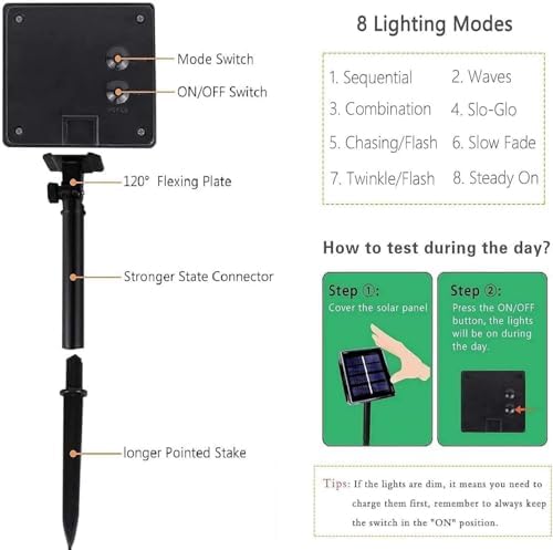 solar christmas lights outdoor, 4 pack 132ft solar on a desk or shelf