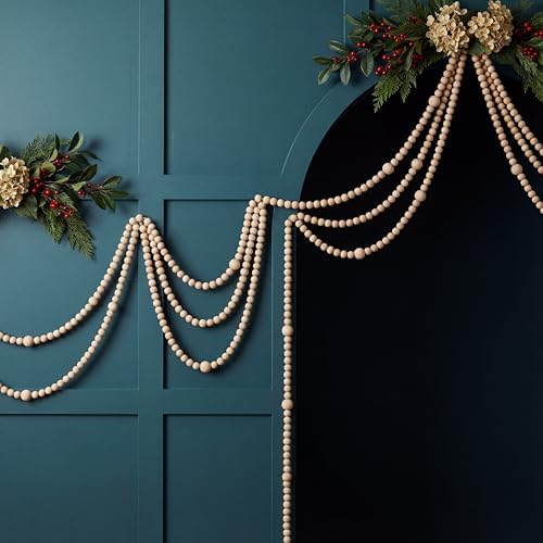 ceenna 8 pcs 9ft rustic christmas wooden bead, package contents