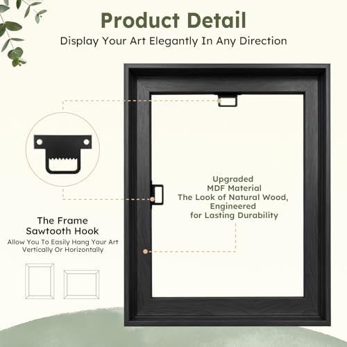 canvas floating frame for 12x14 inch stretched canvas, close-up detail