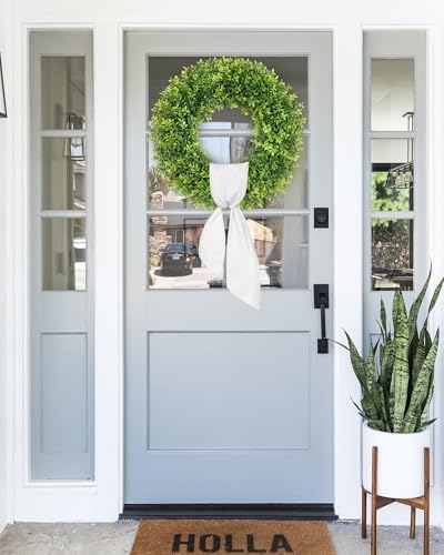 24 inch large boxwood wreath spring summer green showing dimensions