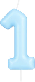 Macaron Blue Number 1 Candle, First Birthday Candle, Macaron Blue Happy Birthday Candles for Cake, Blue Cake Topper Decorations for Girls Boys Pastel Sweet Birthday Party Decorations Supplies