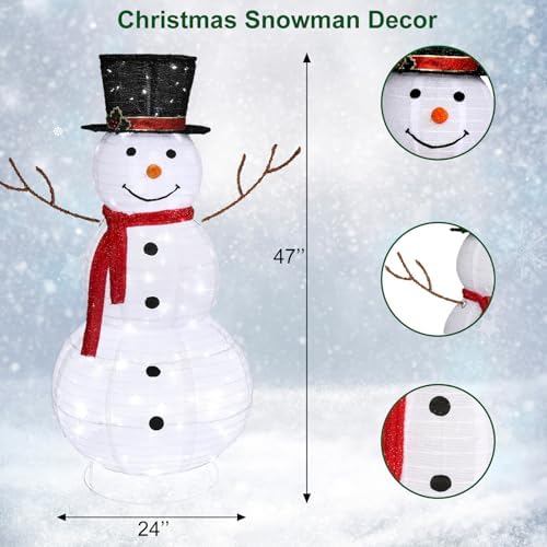 outvita outdoor christmas decorations 4ft lighted snowman, white shown in use