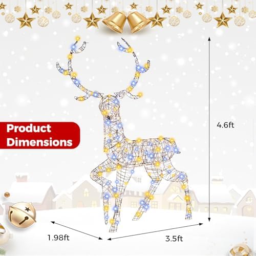 goplus 4.6 ft pre-lit christmas 3d reindeer, 170, close-up detail