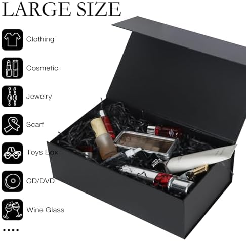 lfbox black gift box with magnetic lids 5, side view